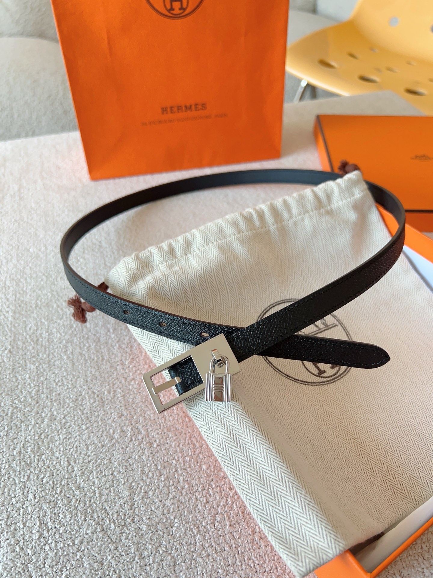 Hermes Swift & Epsom Leather Belt with Lucky Padlock Buckle - 1.5cm Width 5 i1737010674758 7513 0 4