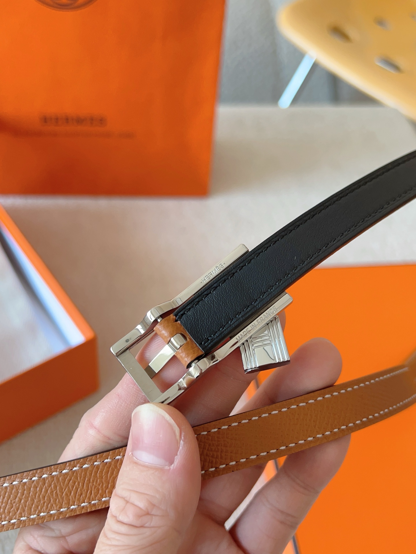 Hermes Lucky Swift & Epsom Calfskin Reversible Belt with Metal Buckle 9 i1737010766481 1671 0 7