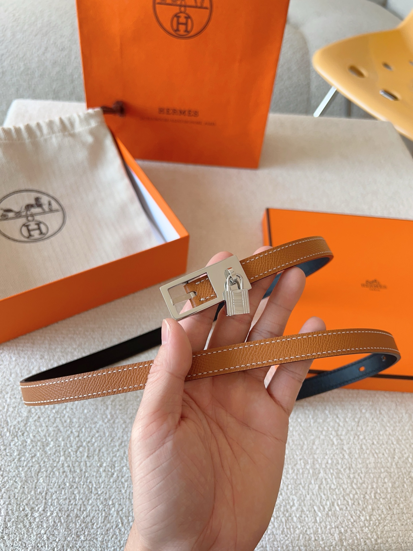 Hermes Lucky Swift & Epsom Calfskin Reversible Belt with Metal Buckle 3 i1737010768064 7495 0 1
