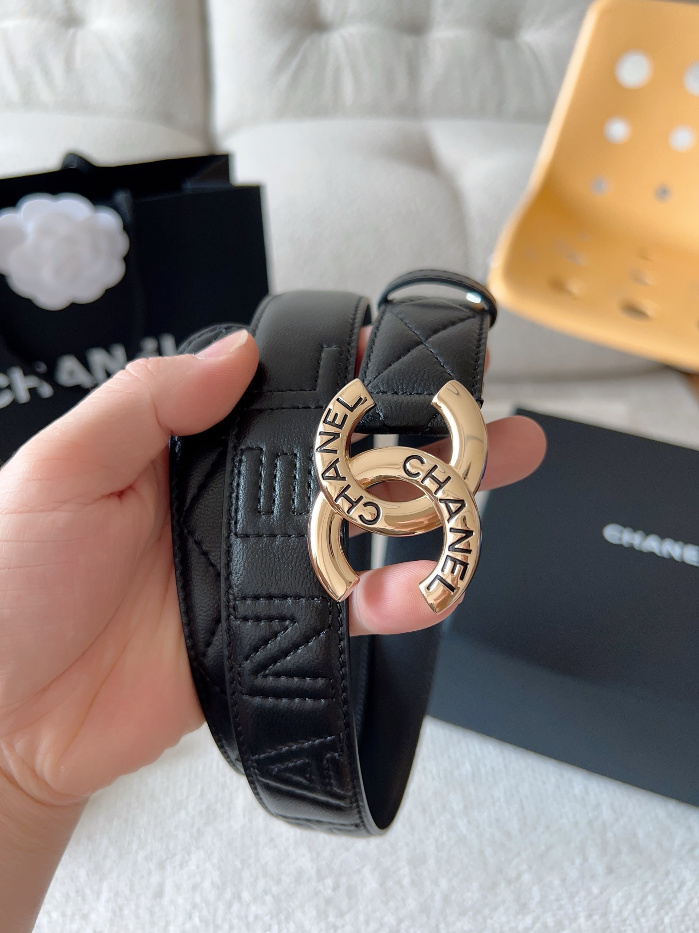 Chanel Women's Italian Leather Belt with Gold-Tone Buckle, 3.0cm Width 6 i1748959643810 6313 0 4
