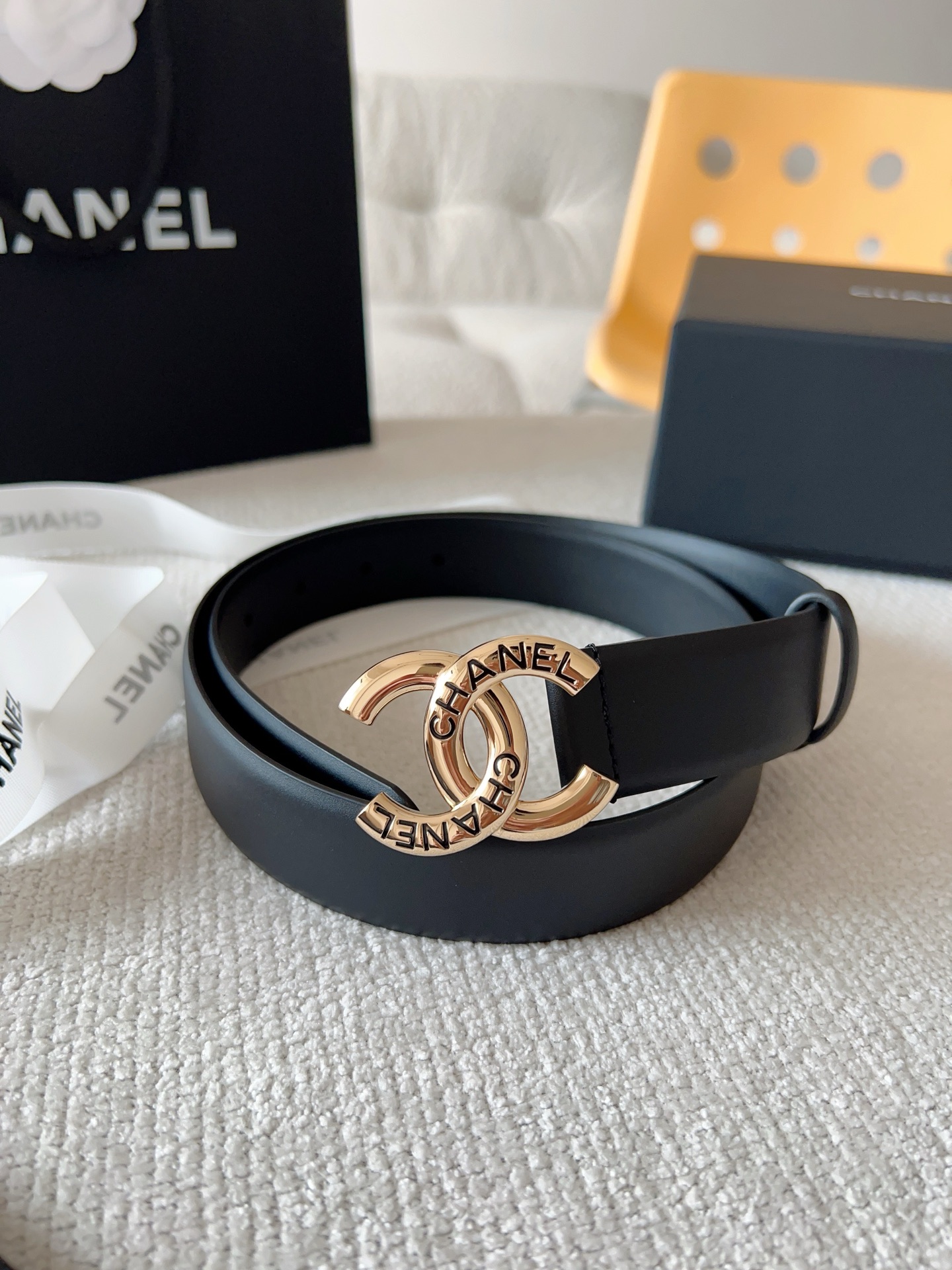 Chanel Women's Leather Belt with Gold Buckle, 3.0cm Width 6 i1748959808860 4073 0 4