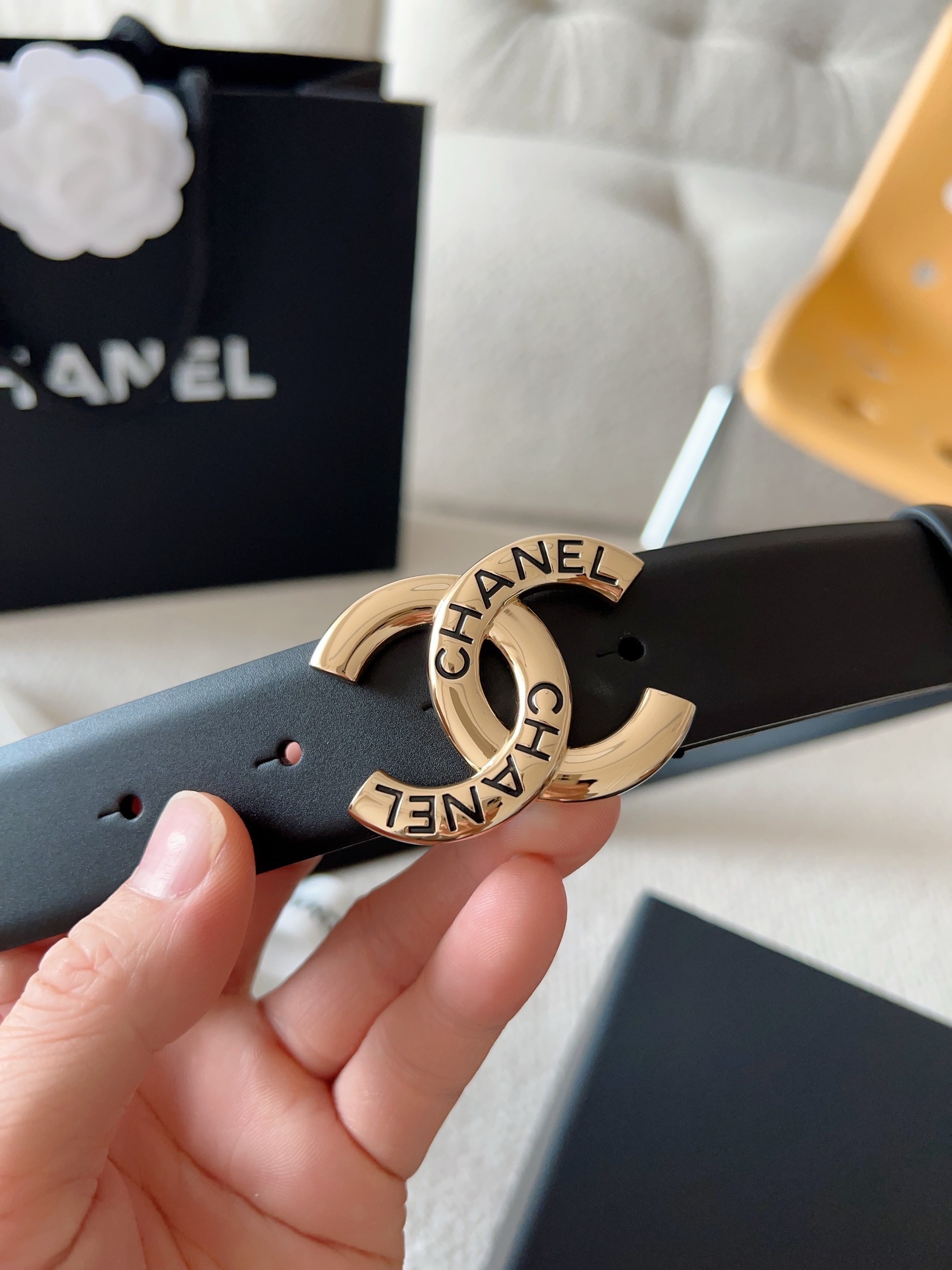 Chanel Women's Leather Belt with Gold Buckle, 3.0cm Width 5 i1748959812266 8493 0 3