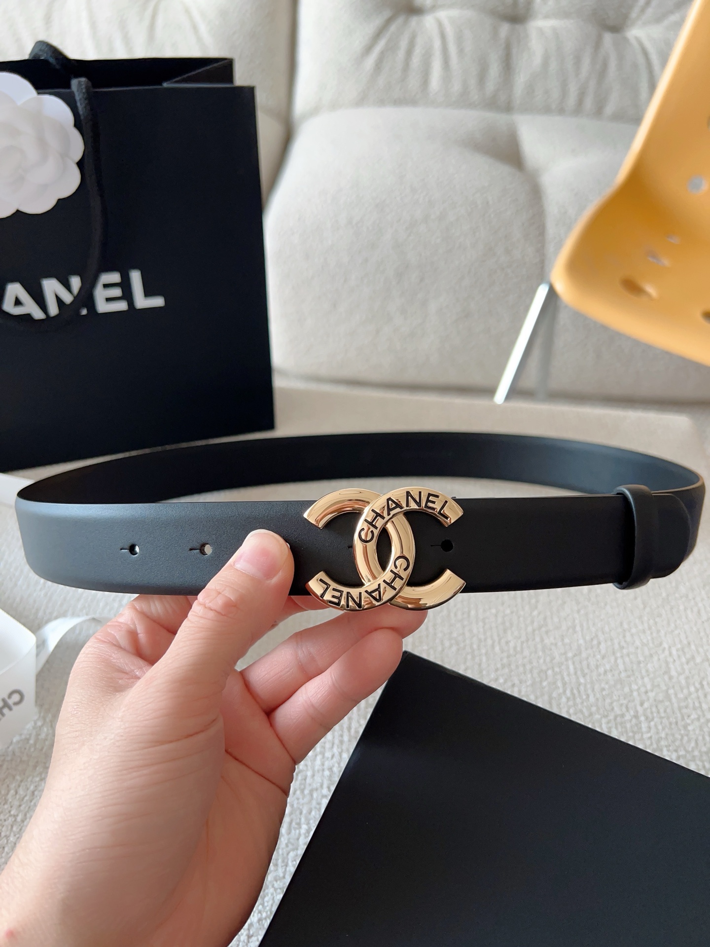 Chanel Women's Leather Belt with Gold Buckle, 3.0cm Width 4 i1748959812279 7514 0 2
