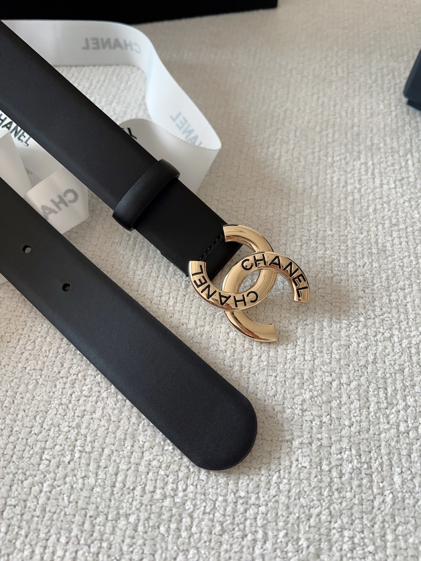 Chanel Women's Leather Belt with Gold Buckle, 3.0cm Width 9 i1748959900089 2759 0 7