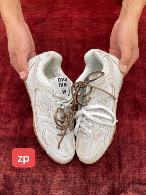 Miu Miu Women's Distressed Leather Sneakers Lace-Up Casual Shoes 1 Miu Miu Women's Distressed Leather Sneakers Lace-Up Casual Shoes