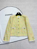 Chanel Roupa Casacos & Jaquetas Amarelo Costura Seda Colecção Primavera