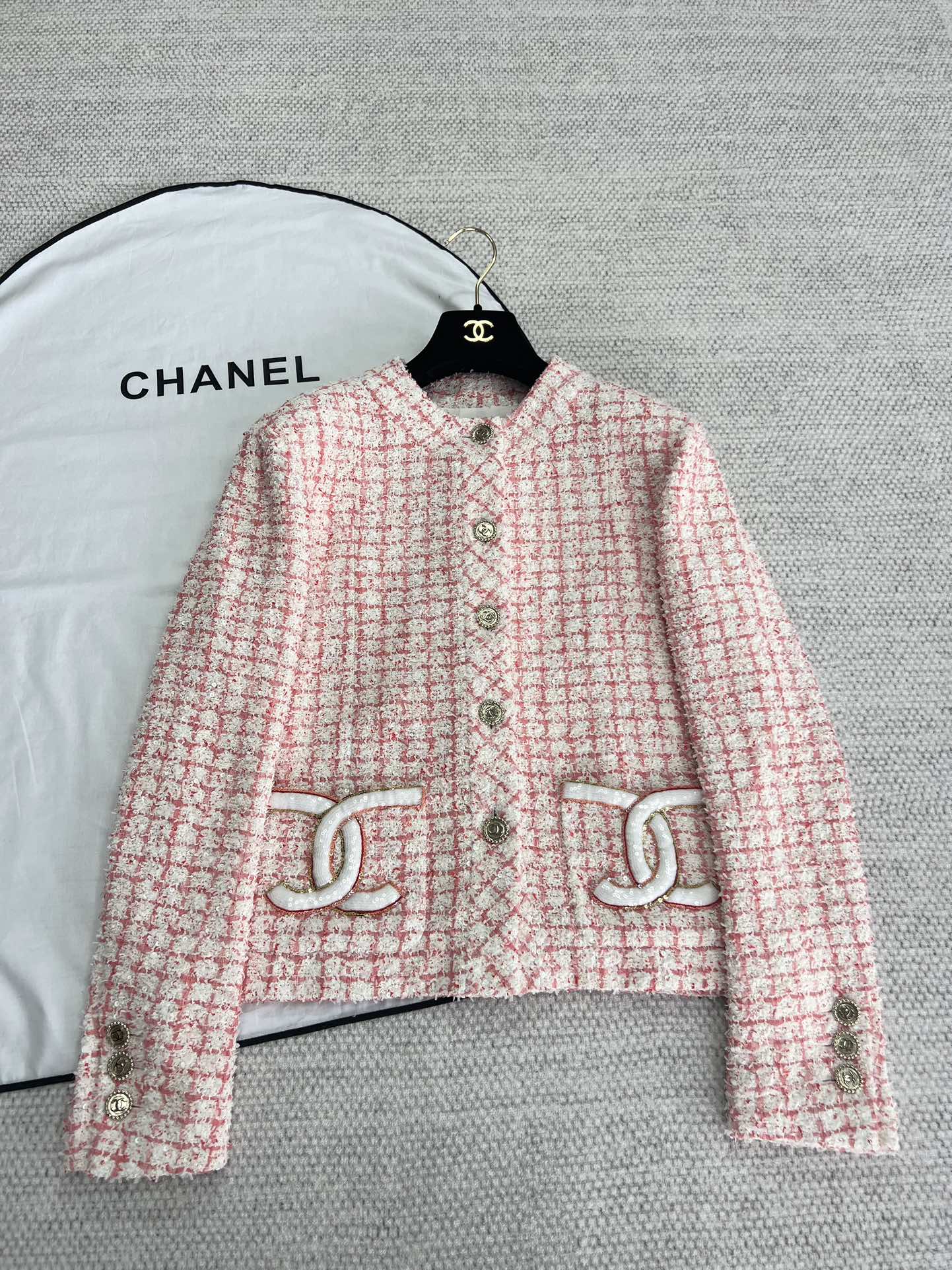 Chanel Roupa Casacos & Jaquetas Réplica perfeita
 Rosa Bordados Seda Colecção de Verão