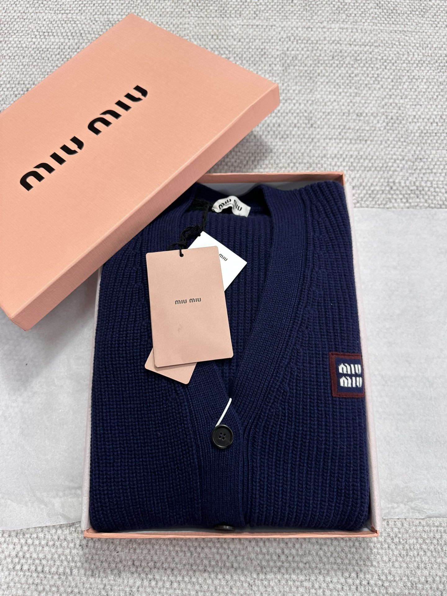 Miu Miu Inspired Oversized Knit Cardigan with Embroidered Logo - High Quality 6 i1733374535 4405 6