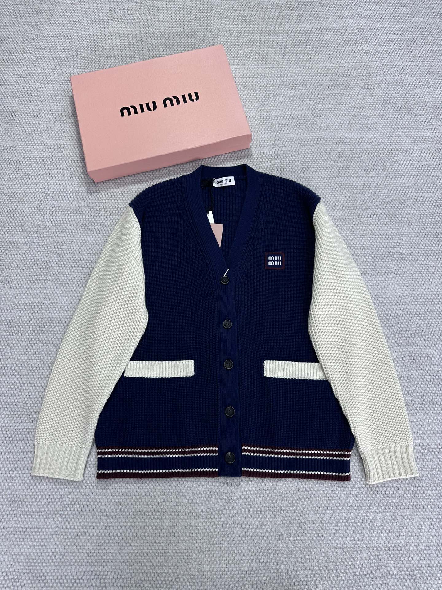 Miu Miu Inspired Oversized Knit Cardigan with Embroidered Logo - High Quality 4 i1733374535 9493 5