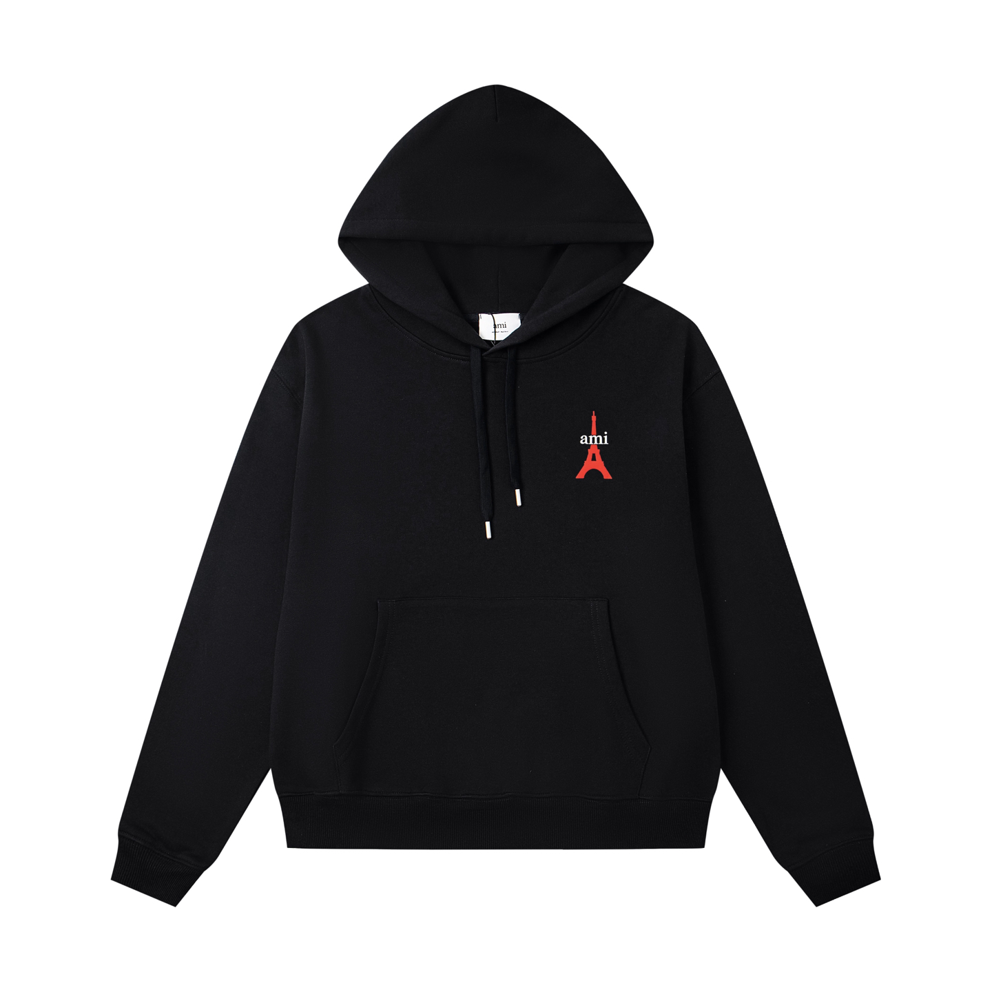 Ami Paris Eiffel Tower Logo Hoodie, Unisex Cotton Fleece Sweatshirt