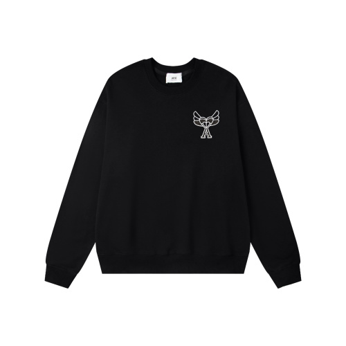 Ami de Coeur Black Cotton Sweatshirt with Winged Heart Logo Embroidery 1 Ami de Coeur Black Cotton Sweatshirt with Winged Heart Logo Embroidery