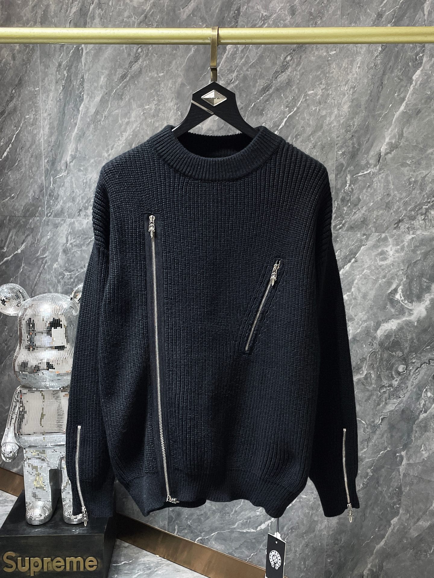 Chrome Hearts Fall/Winter Sweater: Gok Zipper & Premium Fabric in Black, Sizes S-XL - 图片 1