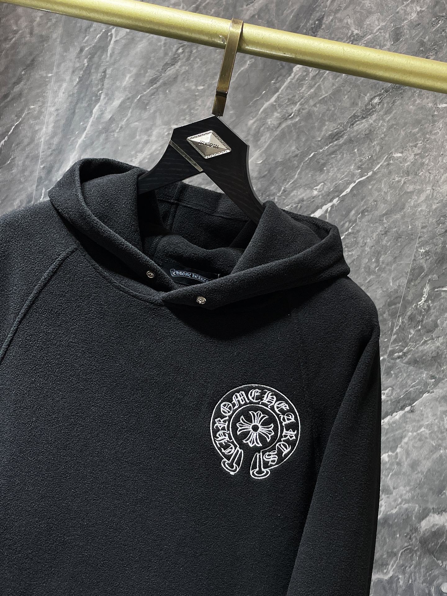 Every Designer
 Chrome Hearts Clothing Coats & Jackets Black Embroidery Lambswool Winter Collection Hooded Top