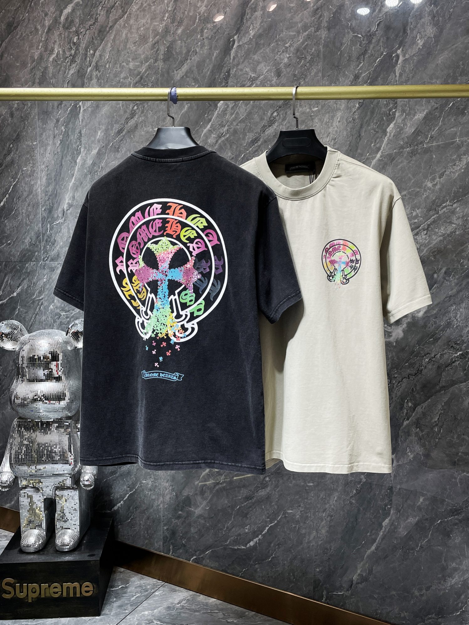 Replicas Buy Special
 Chrome Hearts Clothing T-Shirt Black White Summer Collection Short Sleeve