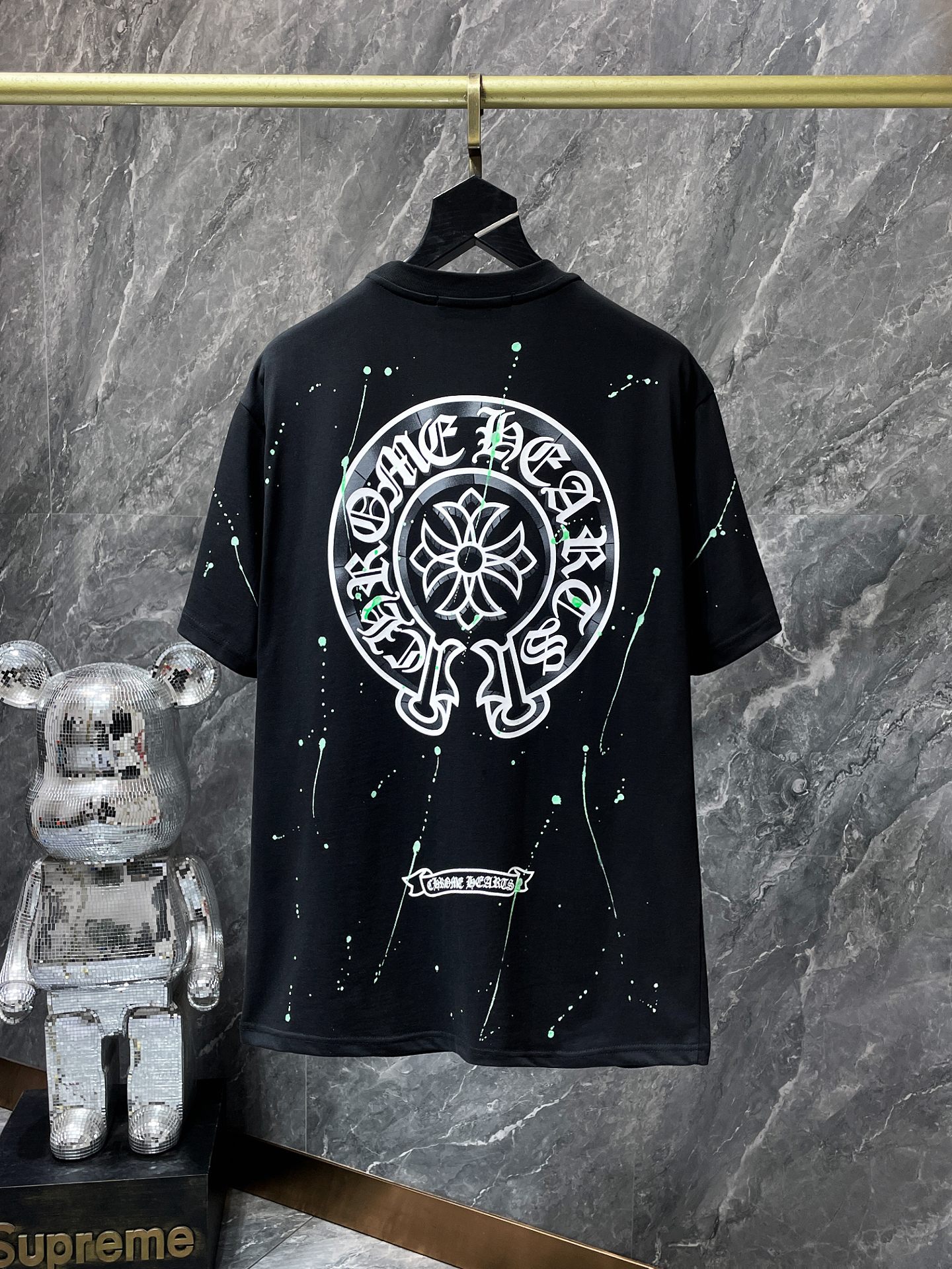 克罗心夏季上新 Chrome Hearts 24ss 夜光版！高克重环保优质顶级面料 zldbdg~zqdbzg克罗马蹄梵文夜光涂鸦短袖专柜同步 复刻版本1比1 推荐颜色：黑色 白色 码数：S、M、L、XL