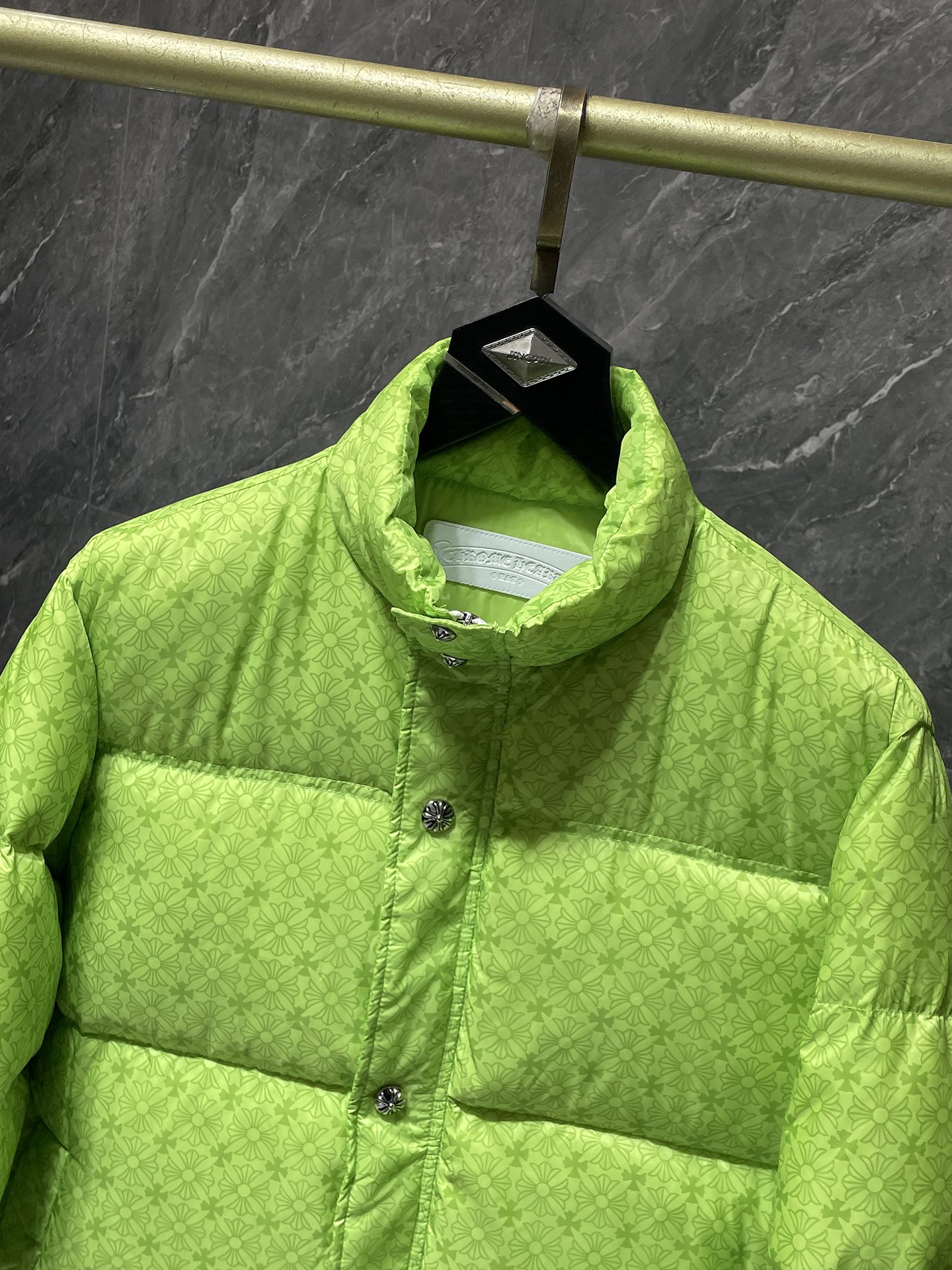 Chrome Hearts Clothing Down Jacket Fluorescent Green Winter Collection Casual