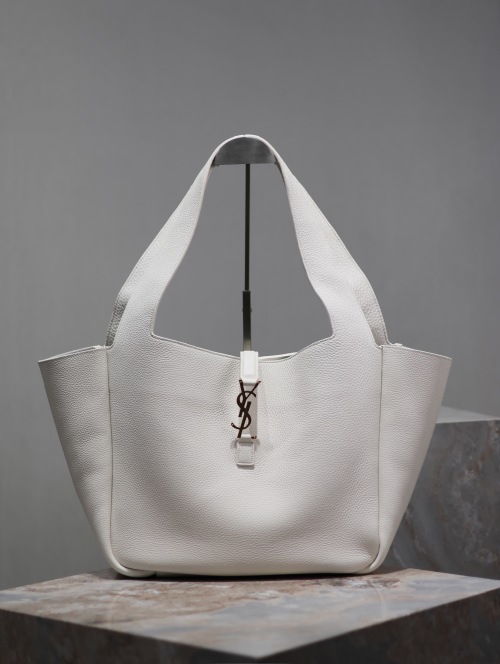 Saint Laurent White Leather Bea Shopping Bag/Hobo Bag, 50×28×18cm 1 Saint Laurent White Leather Bea Shopping Bag/Hobo Bag, 50×28×18cm