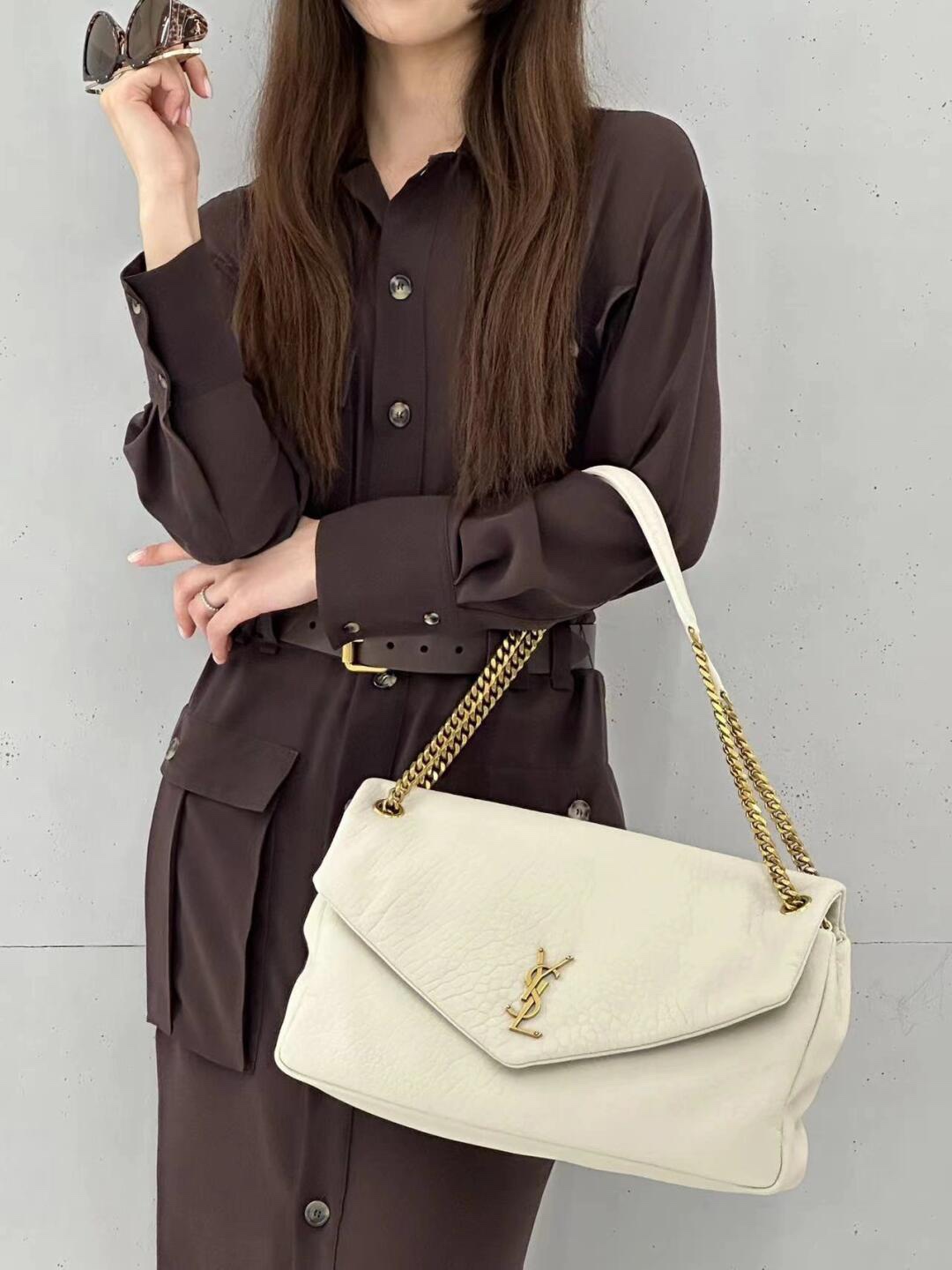 NO:208768,Soft and textured sheepskin material, slack and lazy, Saint Laurent, saint laurent, sheepskin19860909软糯且有肌理感的羊皮材质 松弛慵懒感拉满,圣罗兰,saint laurent,sheepskin,Bag