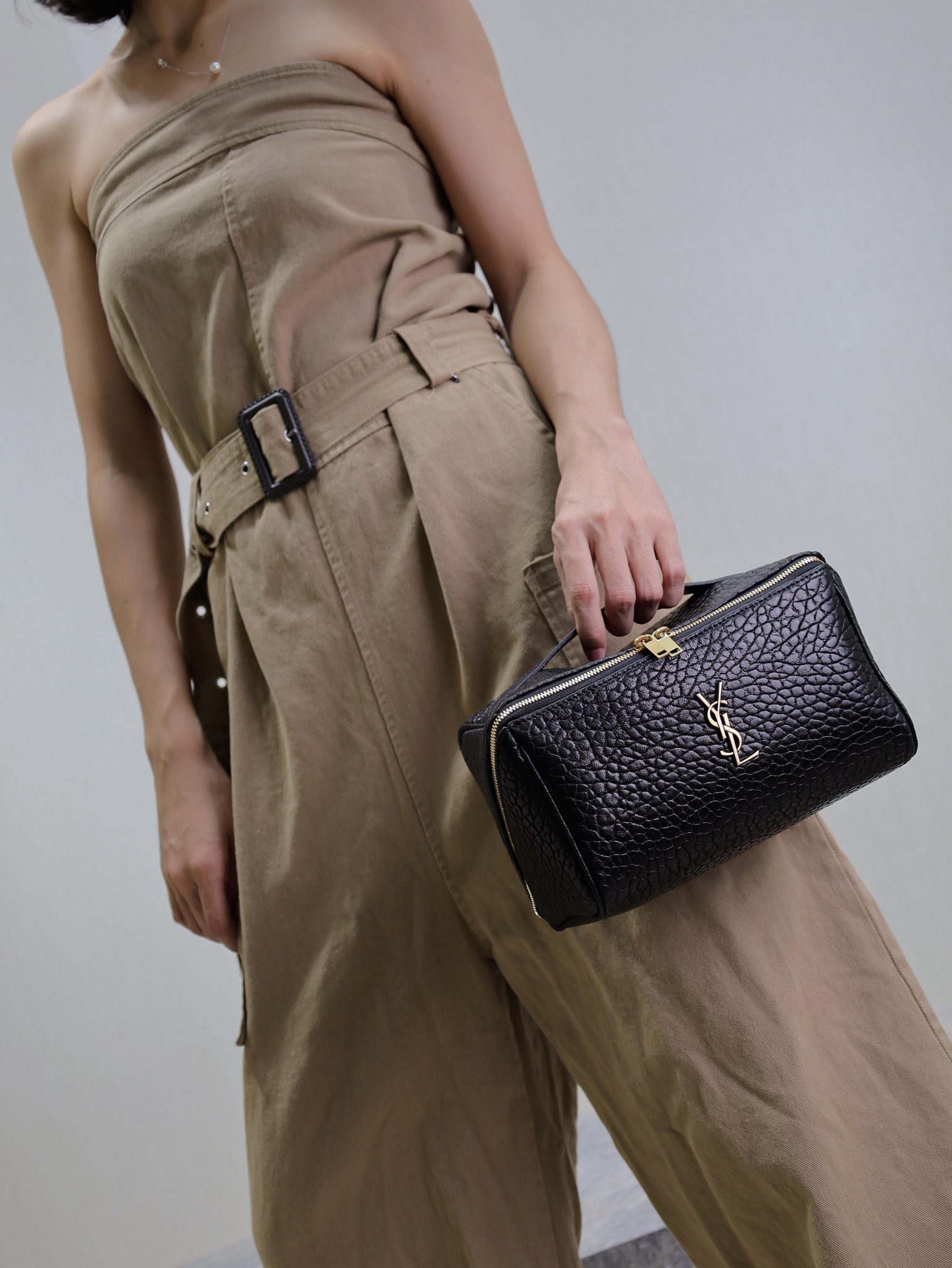 Saint Laurent Made from luxuriously soft lambskin Wrap-around metal zipper