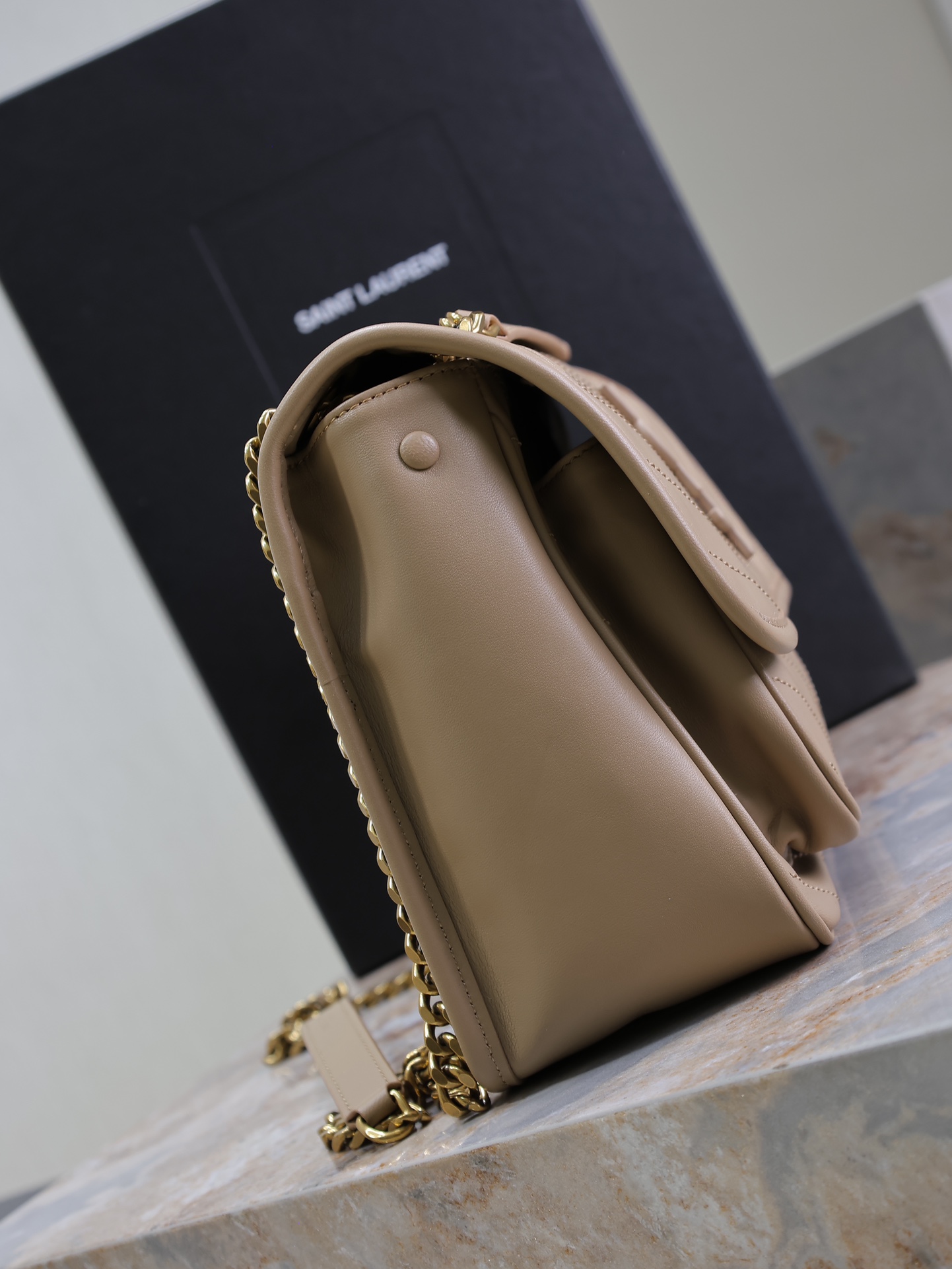 Saint Laurent Niki Lambskin Shoulder Bag with Gold-Tone Chain, Beige color 6 i1732258866 6444 4