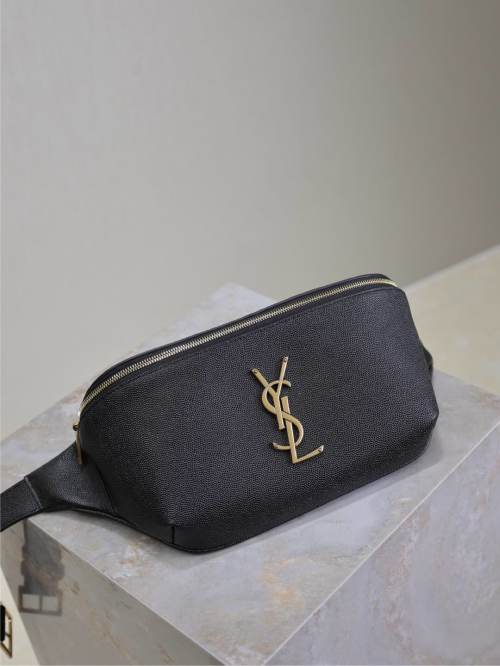 Saint Laurent Classic Black Leather Belt Bag with Gold Hardware - Unisex 1 Saint Laurent Classic Black Leather Belt Bag with Gold Hardware - Unisex