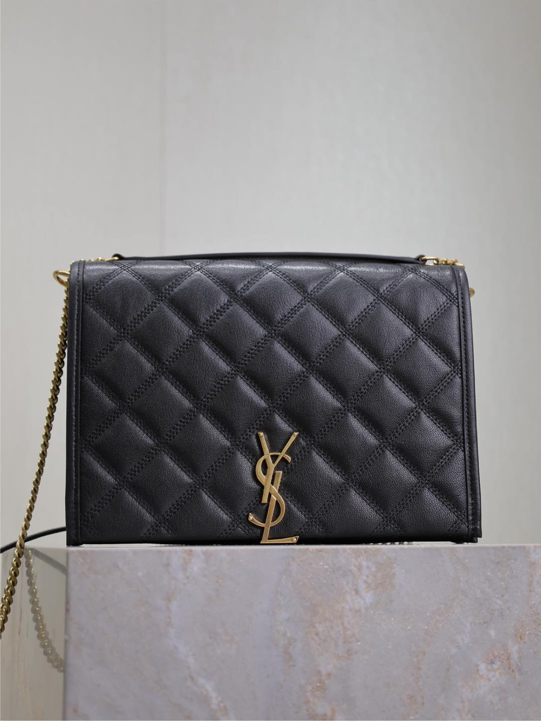 Negro·26cm #Becky Bolso de cadena de cuero de cordero con acolchado en rombos# ¡Definitivamente es de la serie amor a p…