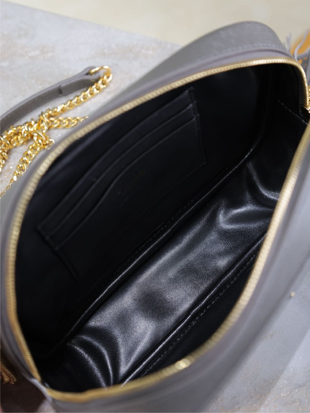 Gray Leather Camera Bag with Gold Hardware & Tassel - Compact & Stylish 9 i1735622115754 6307 0 7