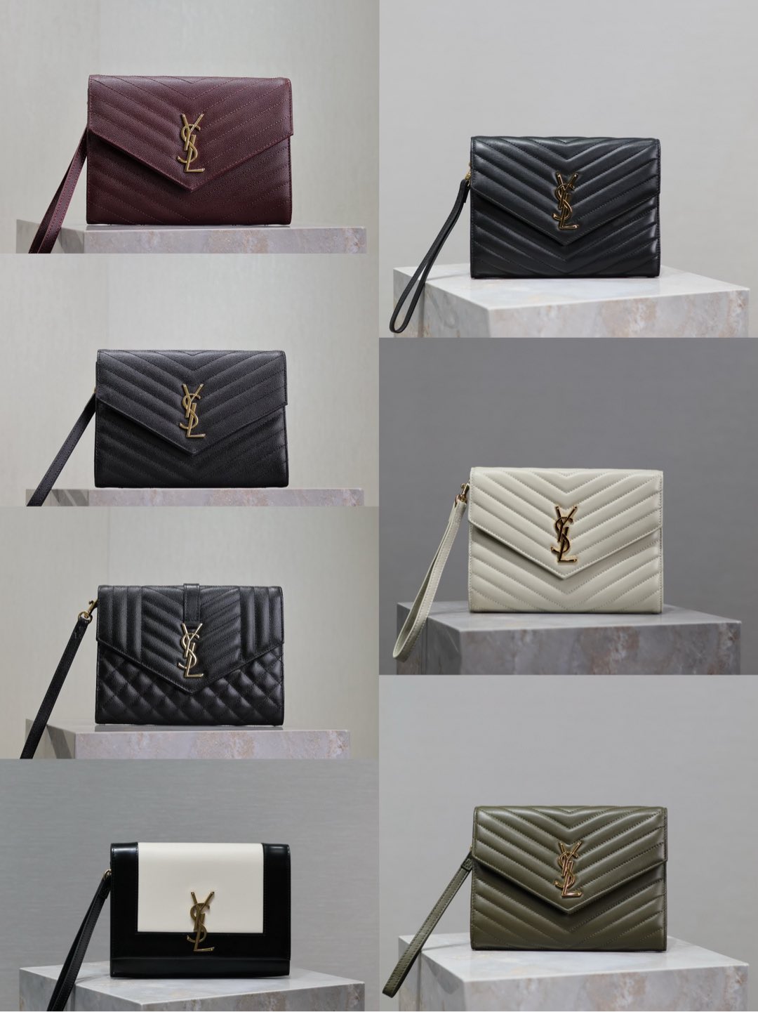 LE CASSANDRE·bolso de mano, caviar/piel de cordero/negro con blanco, colección