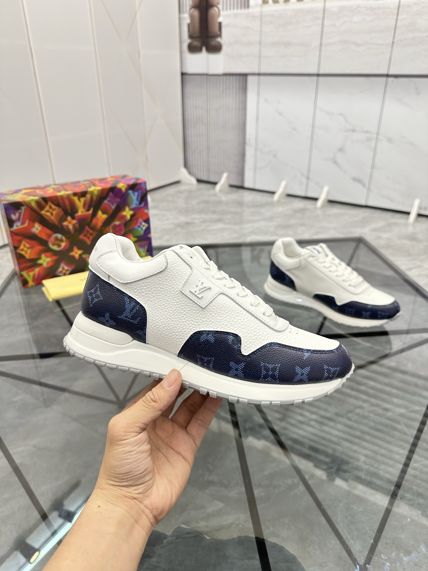 Louis Vuitton Men's Low-Top Trainer Sneaker in Signature Monogram, Sizes 38-44 4 i1740371028738 7716 0 3
