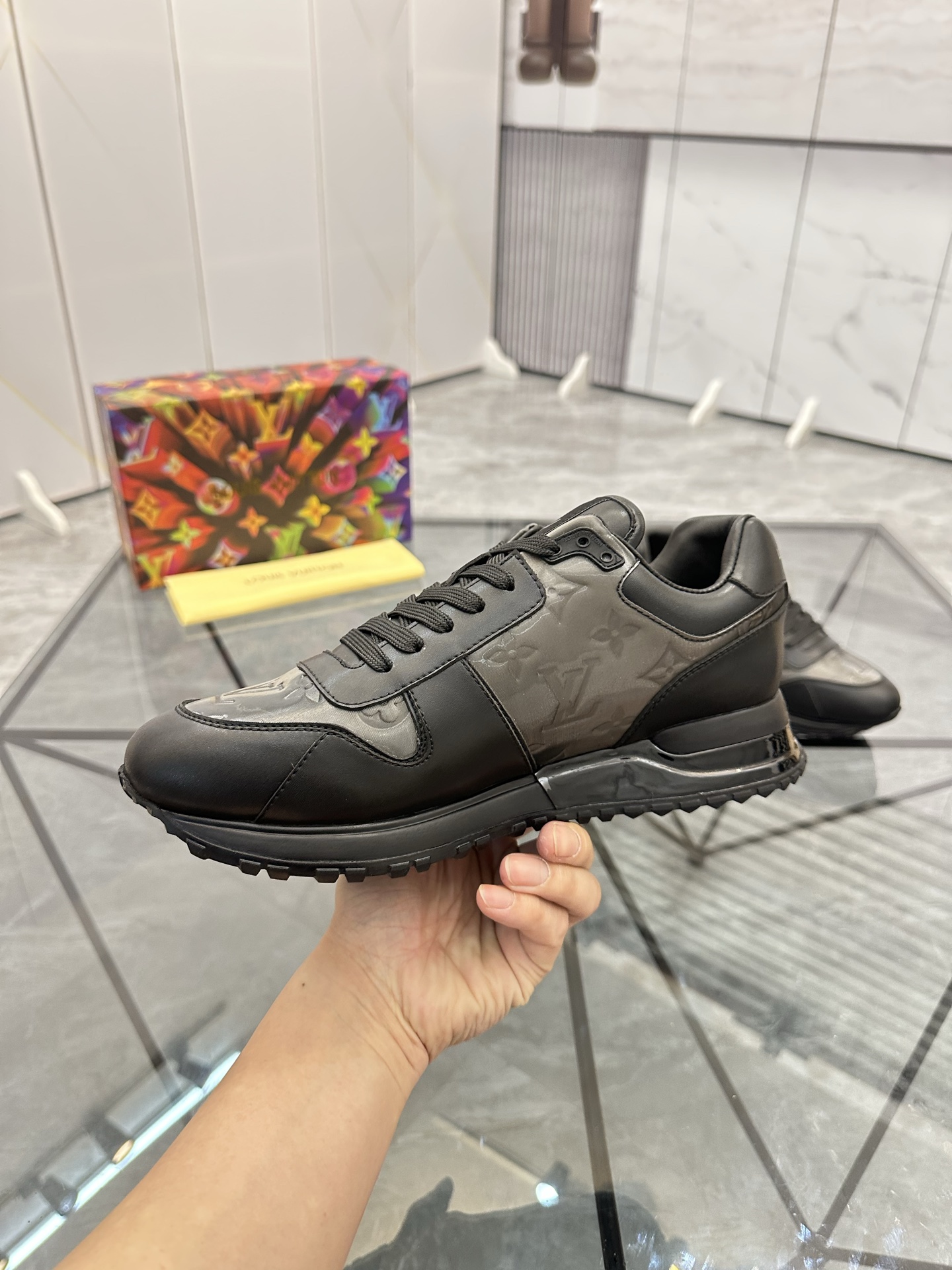 Louis Vuitton Men's Black Leather Low-Top Sneakers - Size 38-44 5 i1740371084539 9920 0 4