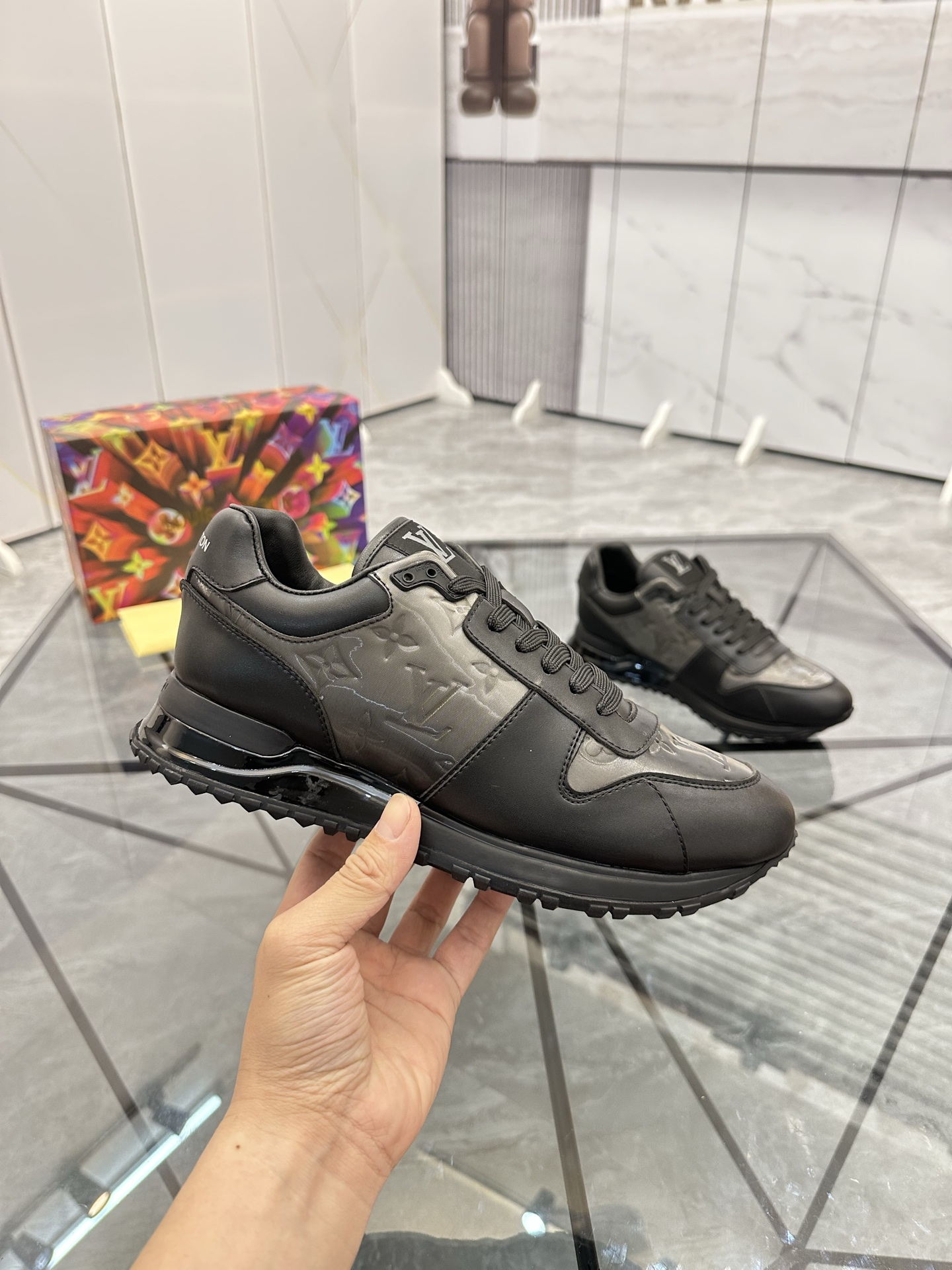 Louis Vuitton Men's Black Leather Low-Top Sneakers - Size 38-44 4 i1740371085522 6734 0 3