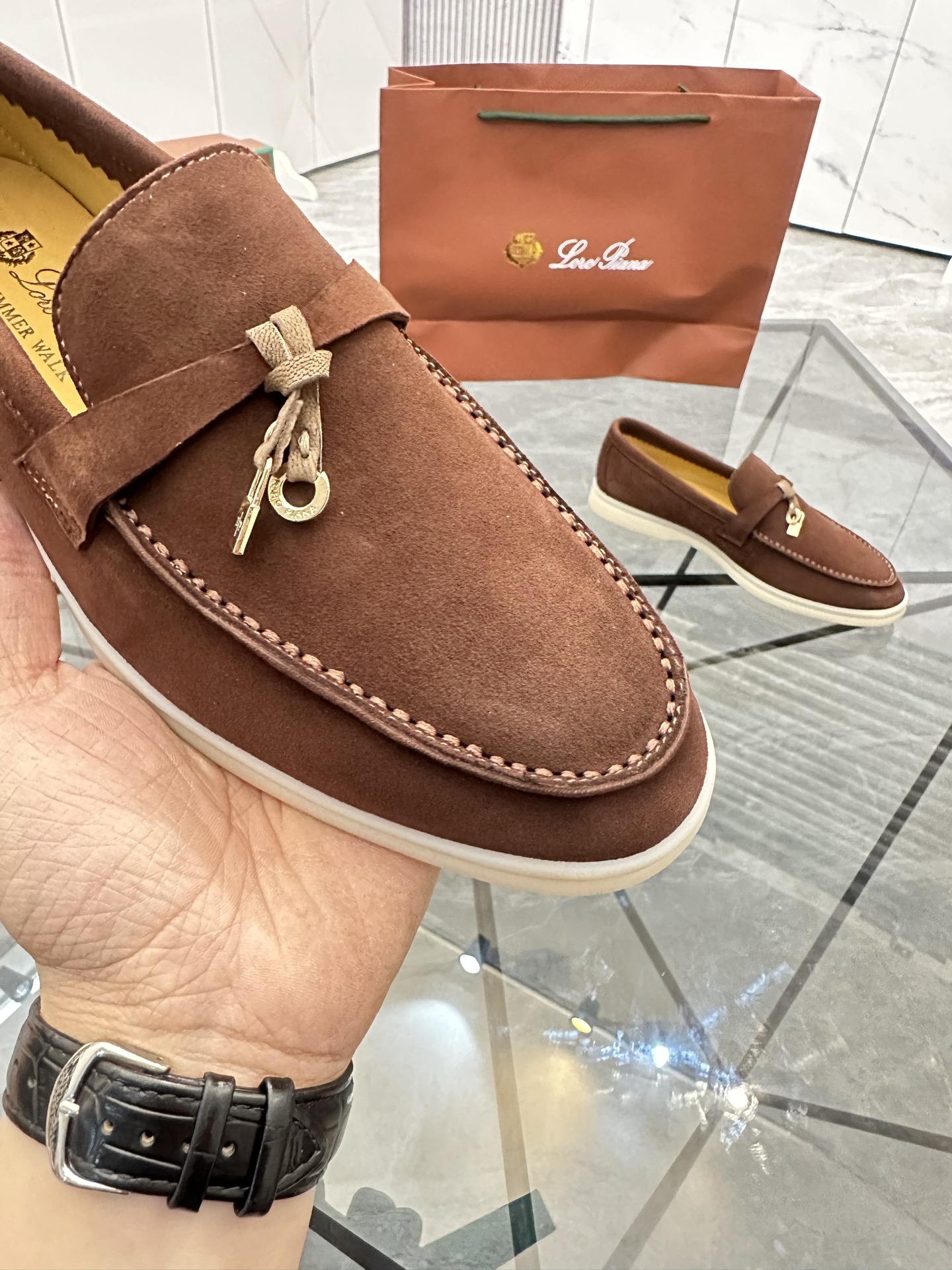 Loro Piana Suede Leather Loafers - Comfortable Slip-On Style Shoes 7 i1740371374646 4144 0 5