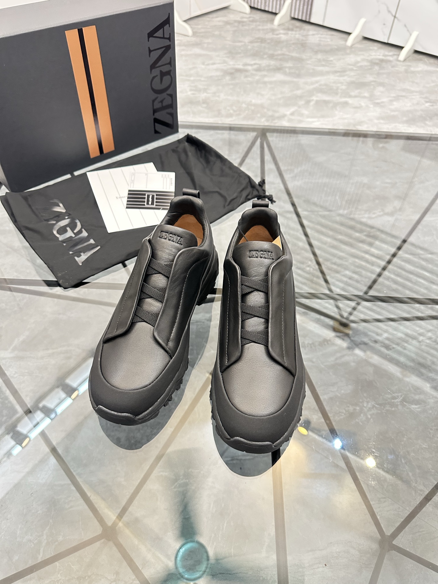 Zegna Men's Black Leather Low-Top Casual Sneakers, Sizes 38-47 3 i1742893191674 2783 0 1