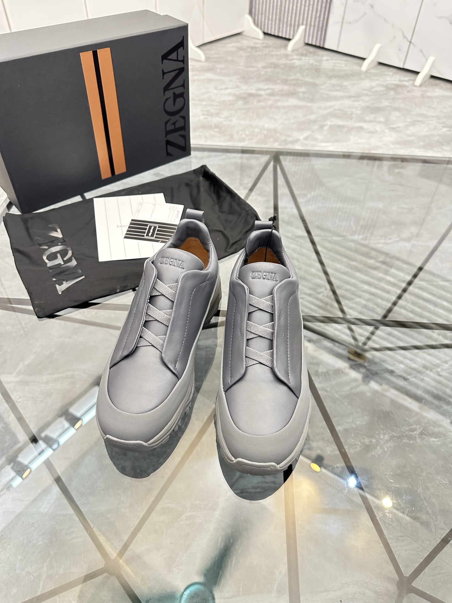 Zegna Men's Grey Leather Low-Top Sneakers, Sizes 38-47, Premium Quality 3 i1742893272337 8176 0 1