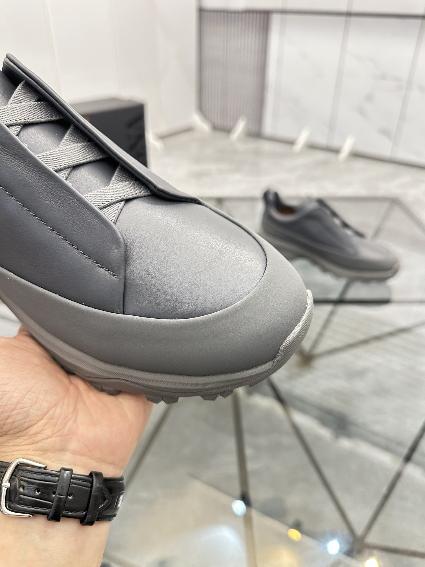 Zegna Men's Grey Leather Low-Top Sneakers, Sizes 38-47, Premium Quality 7 i1742893272340 2732 0 5
