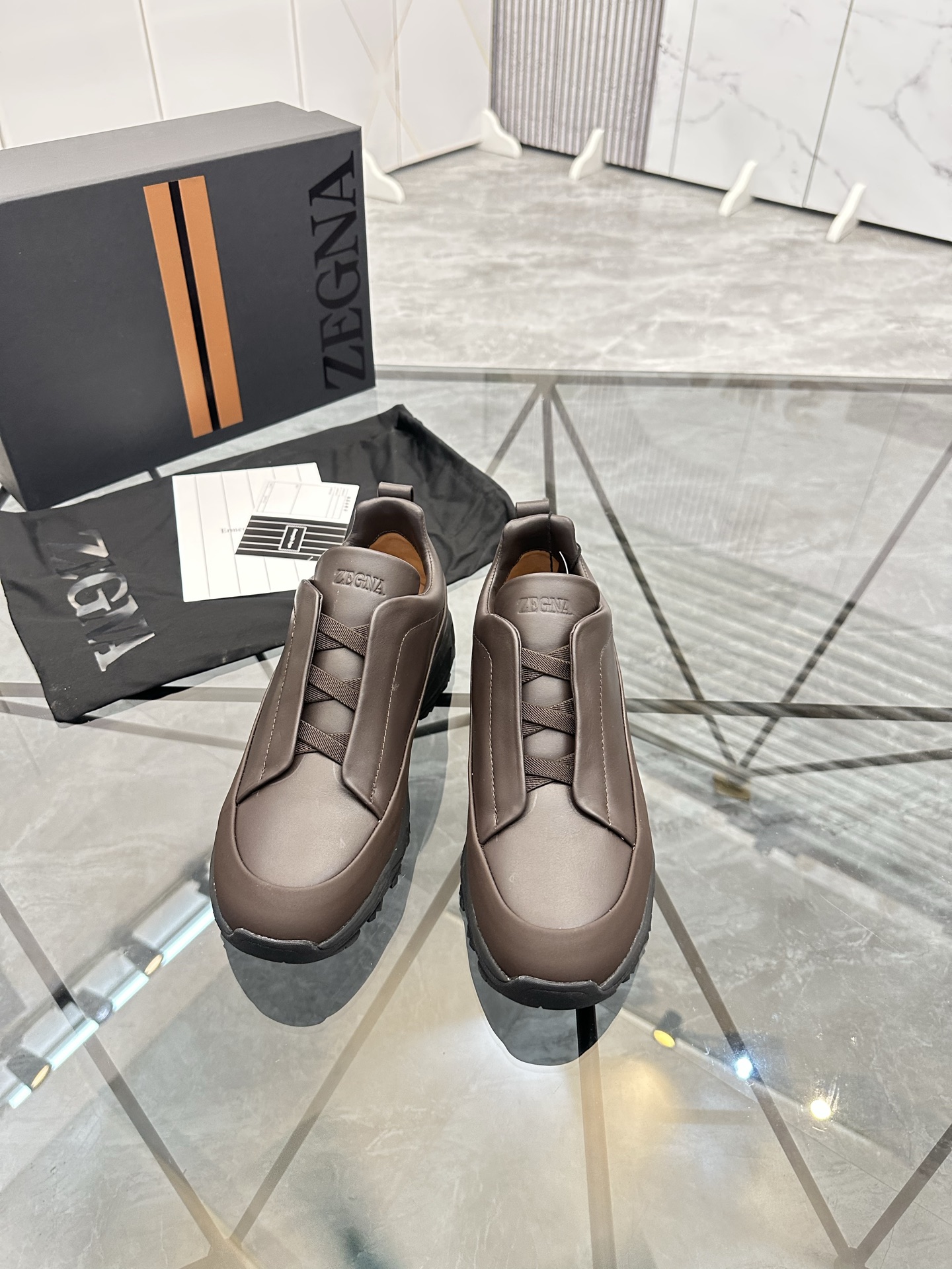 Zegna Men's Brown Leather Low-Top Casual Sneakers - Size 38-44 3 i1742893284115 2824 0 1