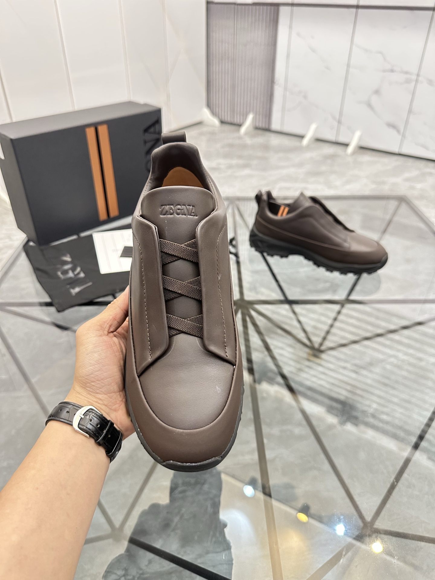 Zegna Men's Brown Leather Low-Top Casual Sneakers - Size 38-44 6 i1742893284919 1775 0 4