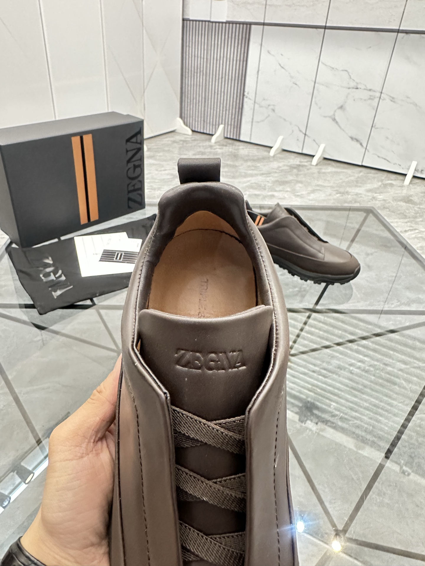 Zegna Men's Brown Leather Low-Top Casual Sneakers - Size 38-44 8 i1742893285046 8578 0 6