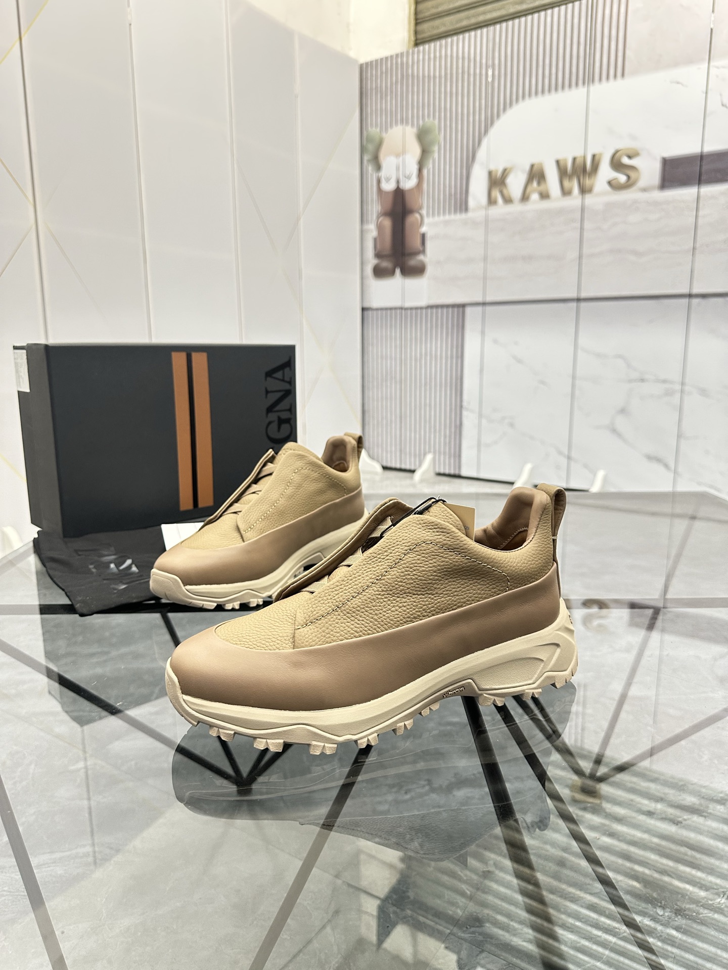 Zegna Men's Beige Leather Low-Top Casual Sneakers, Sizes 38-44 1 Zegna Men's Beige Leather Low-Top Casual Sneakers, Sizes 38-44