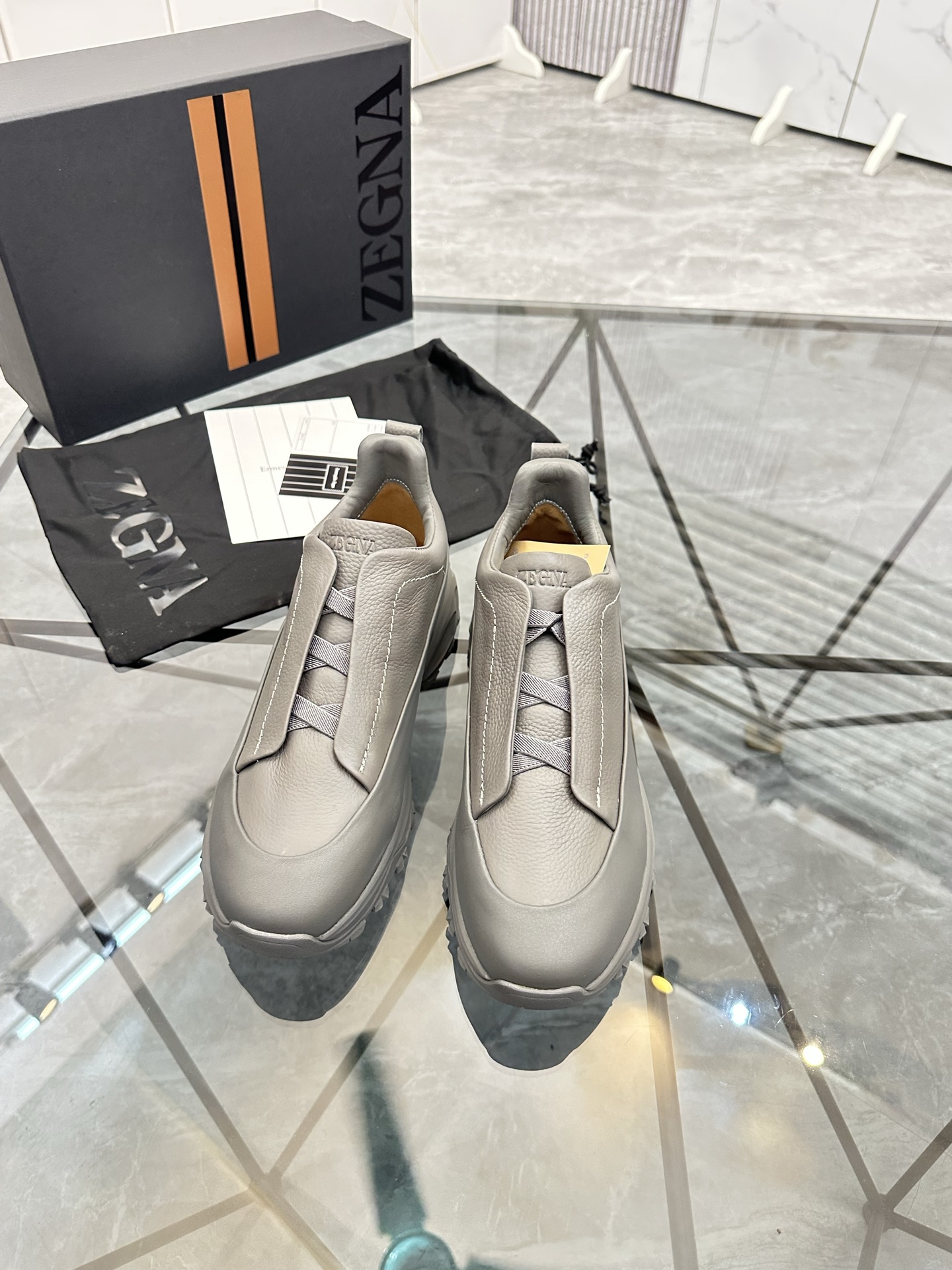 Zegna Men's Gray Leather Low-Top Sneakers: Premium Comfort & Style (Sizes 38-44) 3 i1742893363177 258 0 1