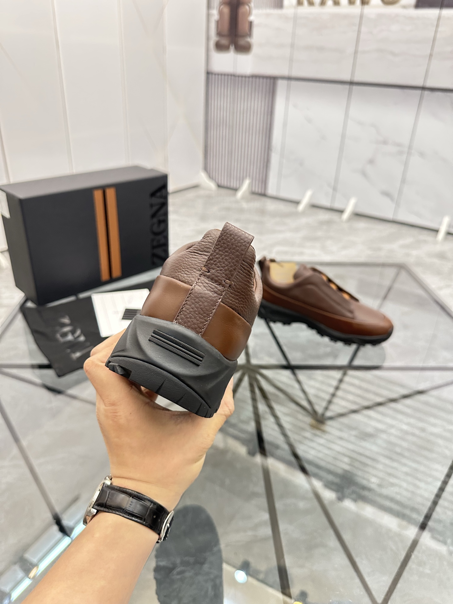 Zegna Low-Top Leather Sneakers - Brown Casual Shoes for Men 9 i1742893374733 7807 0 7
