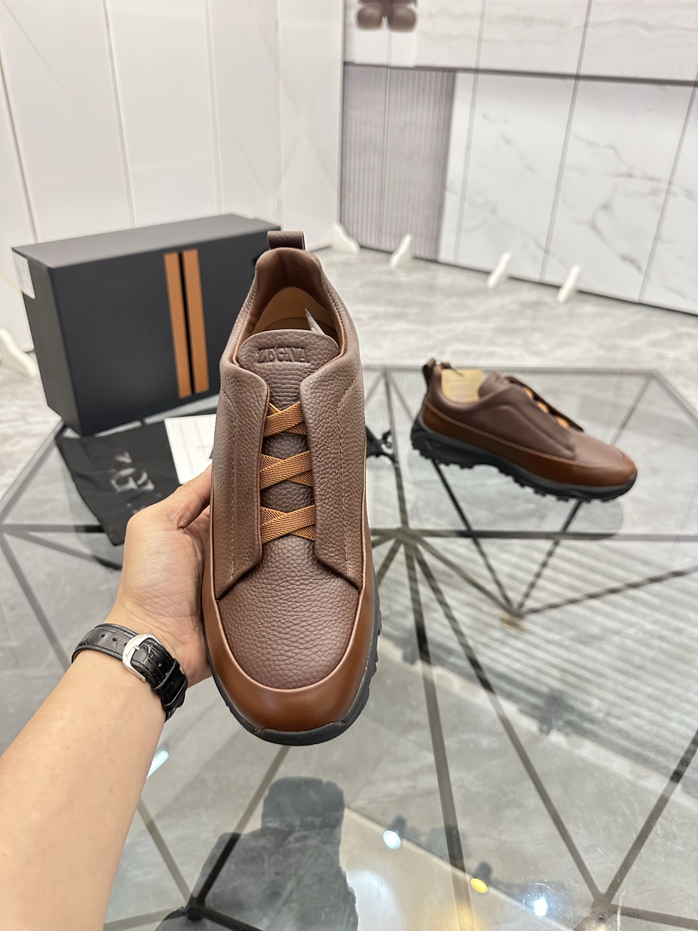 Zegna Low-Top Leather Sneakers - Brown Casual Shoes for Men 6 i1742893374743 2658 0 4