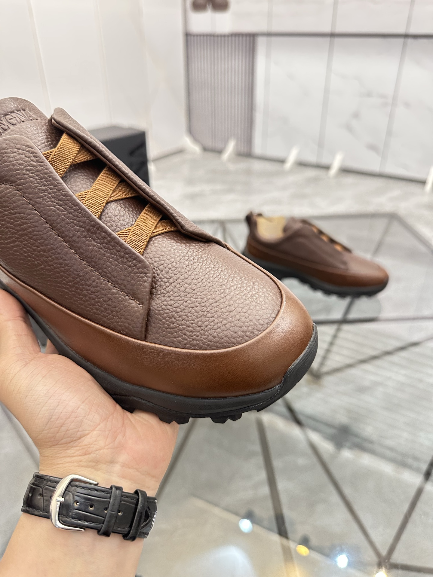 Zegna Low-Top Leather Sneakers - Brown Casual Shoes for Men 7 i1742893374774 2890 0 5