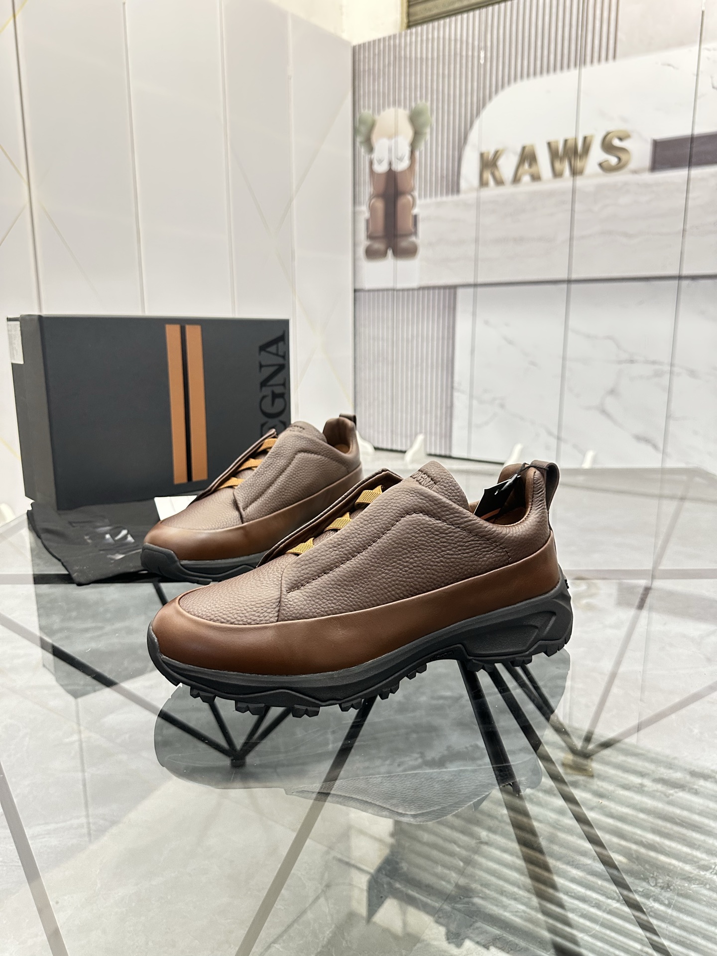 Zegna Low-Top Leather Sneakers - Brown Casual Shoes for Men 1 Zegna Low-Top Leather Sneakers - Brown Casual Shoes for Men