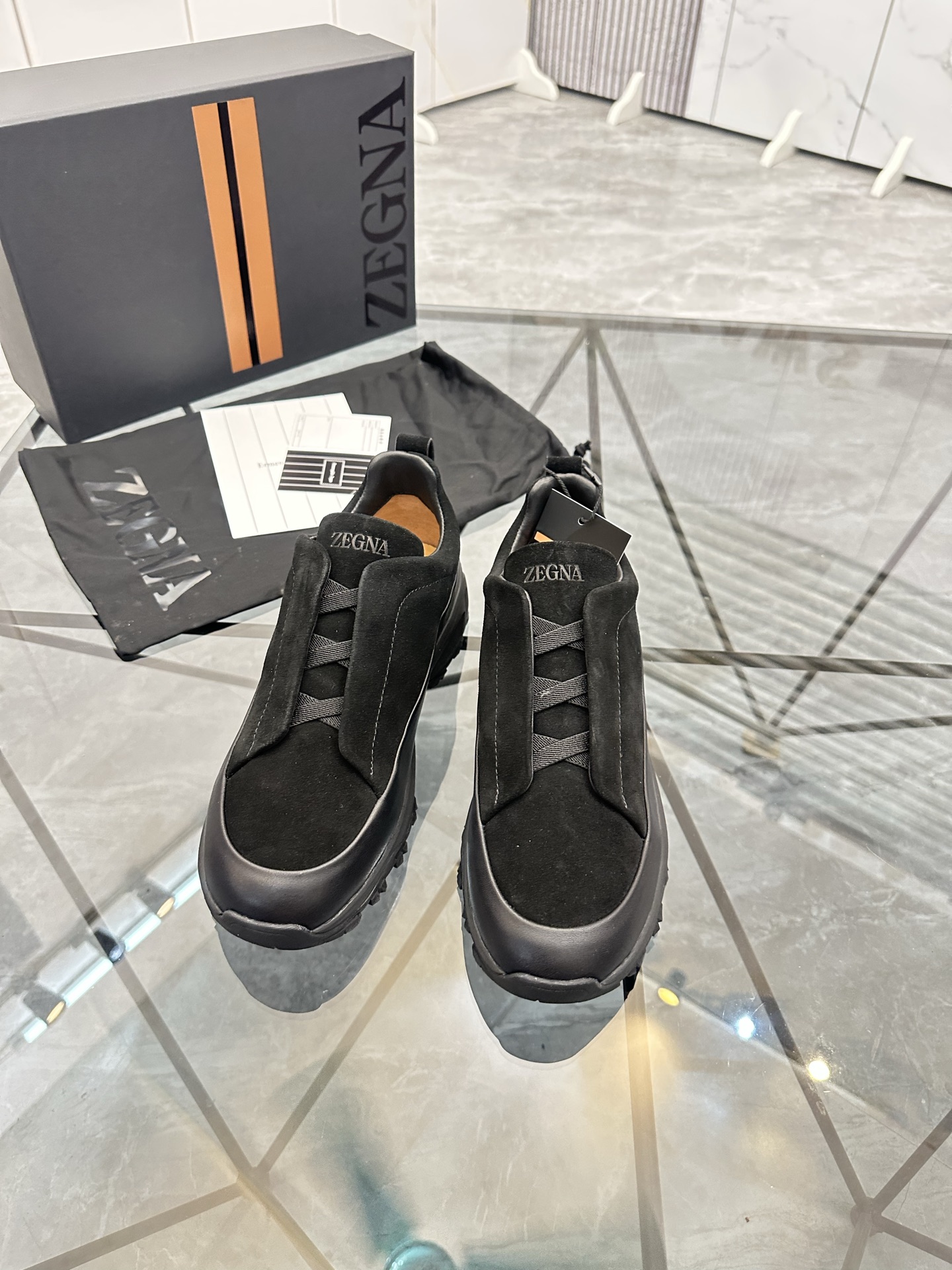 Zegna Men's Black Suede Low-Top Sneakers - Italian Luxury 3 i1742893415984 6592 0 1