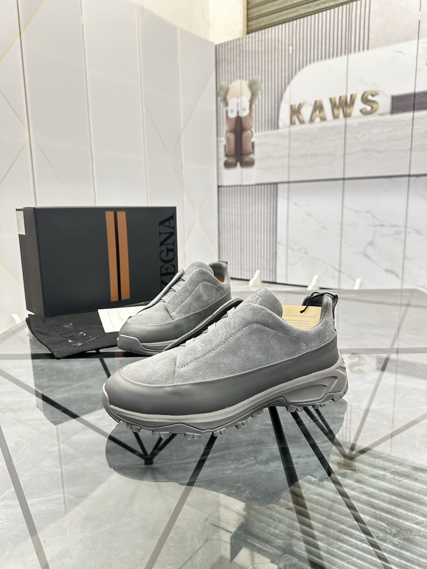 Zegna Men's Casual Low-Top Sneakers in Gray Suede Leather 1 Zegna Men's Casual Low-Top Sneakers in Gray Suede Leather