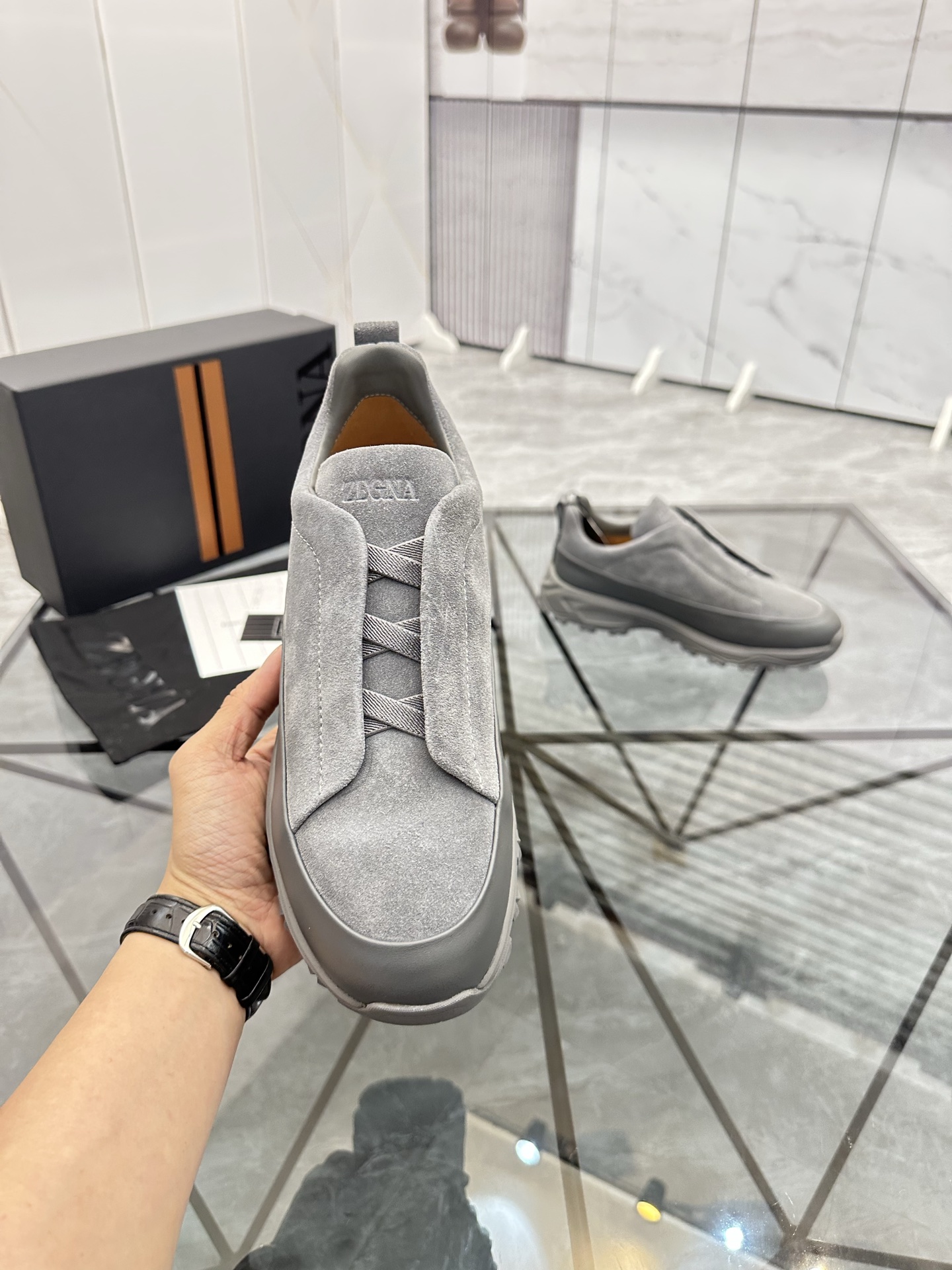 Zegna Men's Casual Low-Top Sneakers in Gray Suede Leather 6 i1742893468787 7366 0 4