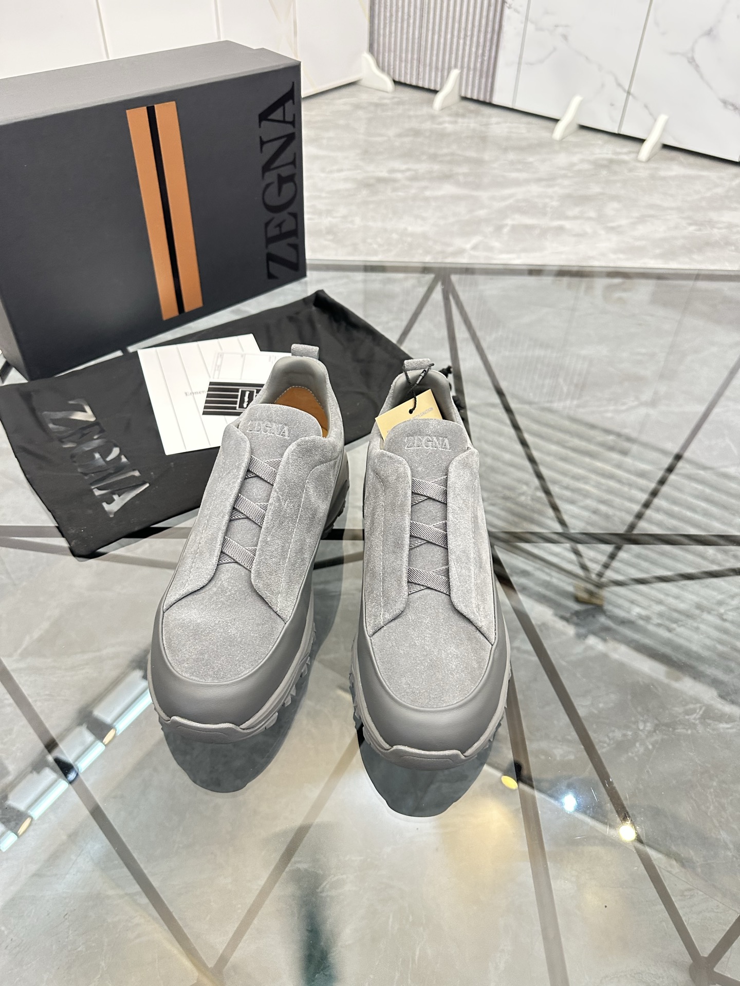 Zegna Men's Casual Low-Top Sneakers in Gray Suede Leather 3 i1742893469564 9965 0 1