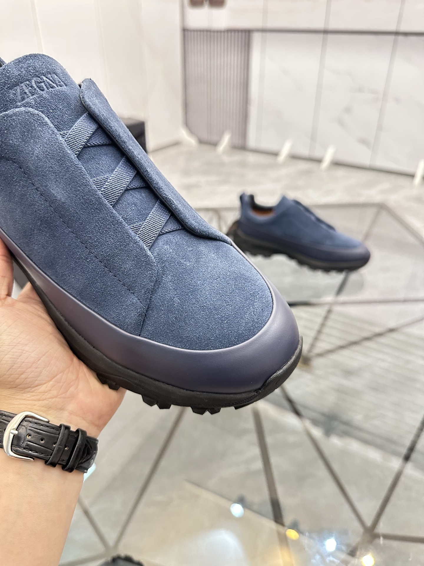 Zegna Men's Blue Suede Low-Top Sneakers - Premium Quality, Sizes 38-47 7 i1742893510156 161 0 5