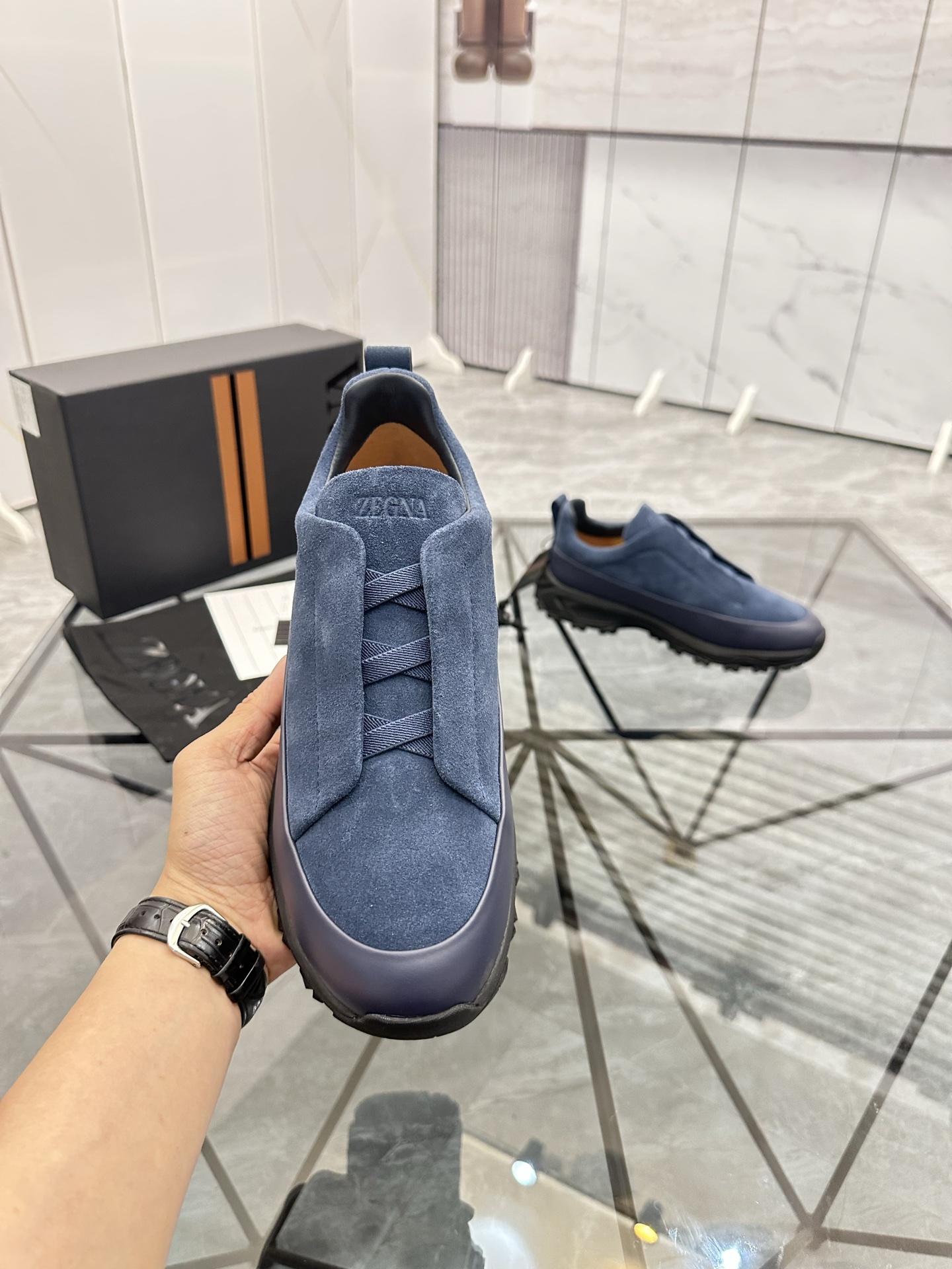 Zegna Men's Blue Suede Low-Top Sneakers - Premium Quality, Sizes 38-47 6 i1742893510330 7972 0 4